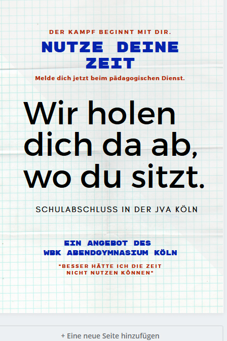 Werbeplakat des WbK in der JVA